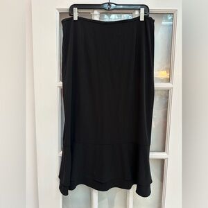 DD Collection Silk Black Ruffle Hem Midi Skirt Work Career Cocktail Size 14
